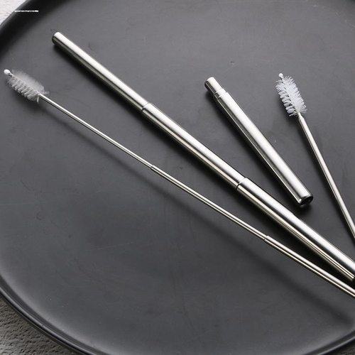 可折叠可伸缩不锈钢吸管超长弯管