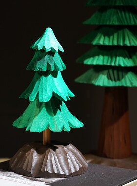 圣诞节手工木雕小摆件松树t雪人老人麋鹿实木雕刻节日氛围感装饰