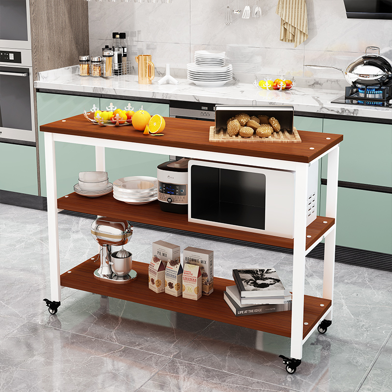 可移动厨房桌子切菜桌简约餐桌带轮饭H店多功能置物架长方形置物