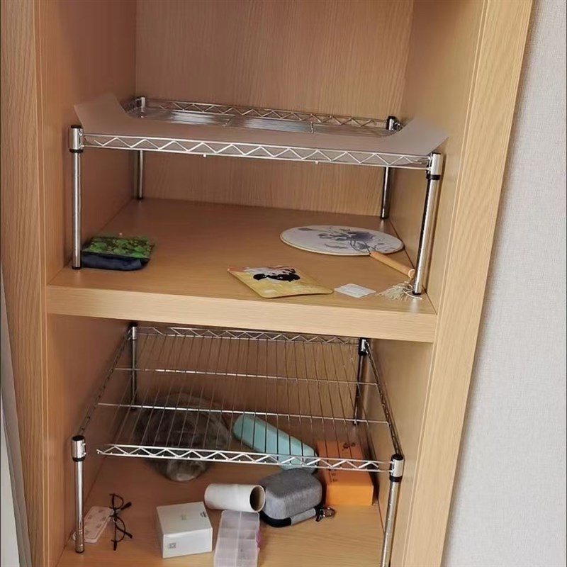厨房置物架一层微波炉收纳台面架橱柜分层衣柜隔S层取暖器烘烤衣
