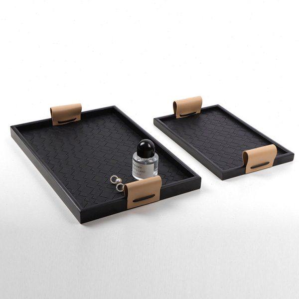 轻奢黑灰色皮质香薰托盘高级感置物收纳盘客厅茶几装饰品家居摆件,家居饰品,香薰托盘,淘宝优惠券,粉丝福利购,淘宝优惠卷
