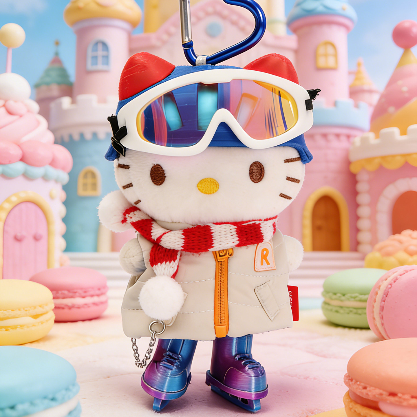 滑冰正版hellokitty包包挂件毛绒公仔钥匙扣小玩偶书包挂饰哈喽kt图片