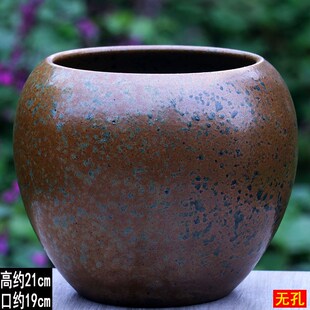 水养花盆无孔花瓶花插复古铜钱草绿萝花盆大口径水培器皿高款陶罐