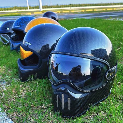 GSD碳纤维复i古头盔摩托车全盔男女猪鼻盔小盔体哈雷巡航美式机车