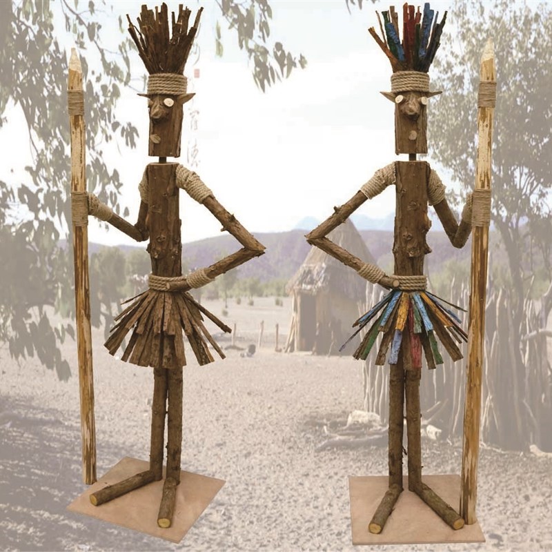 创意摆件部落酋长木头人偶站立木头人橱窗花艺布场原木装饰道具