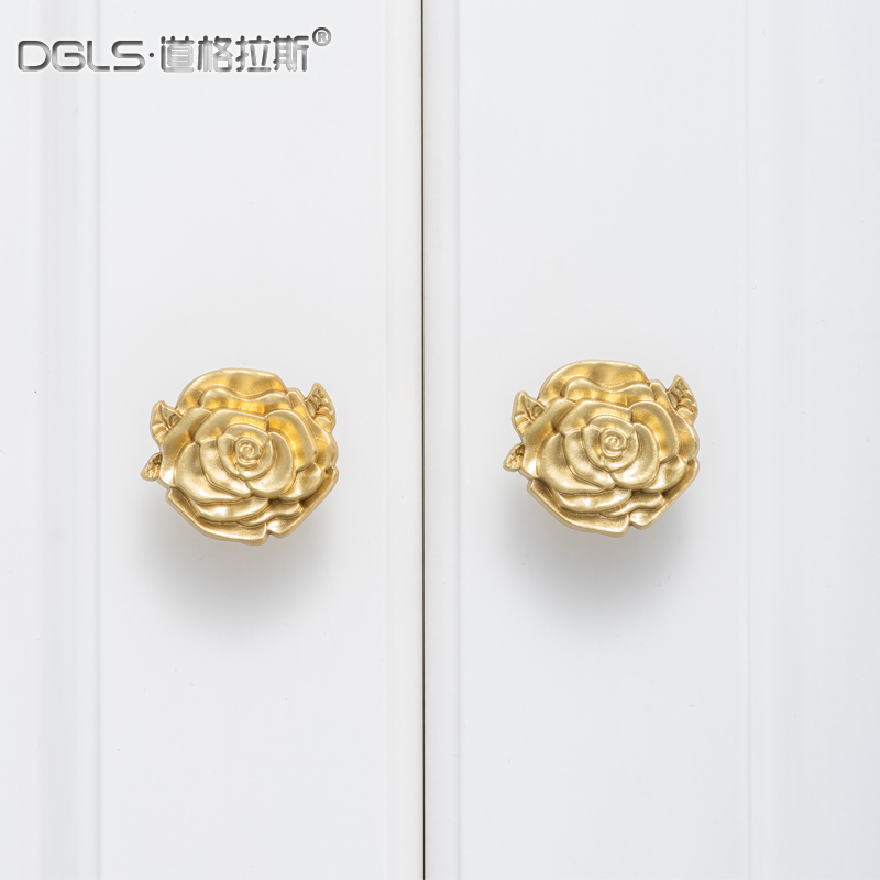 法式欧式美式黄铜拉手柜门整体橱柜衣柜把手金色轻奢新中式纯铜拉