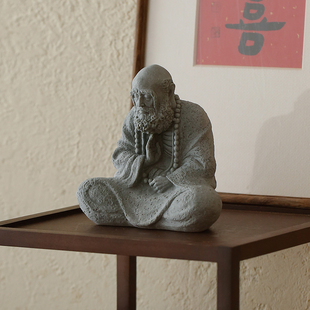 禅意中式达摩茶宠摆件茶桌桌面茶玩E家居客厅桌面摆件鱼缸造景景