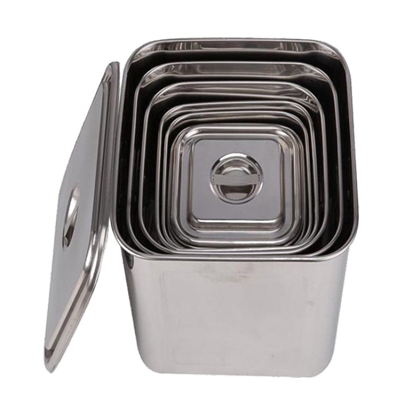 加厚不锈钢四方桶带盖正方形米桶储物桶四方奶Q茶桶糖水桶四方汤