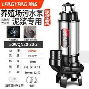搅匀泥浆泵抽粪鱼塘养殖场家用220V切割污水泵化粪池泥浆沼气380V