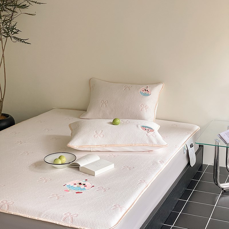 A类3D高分子冰豆提花软凉席三件套可机洗床笠款卡通可爱空调软席