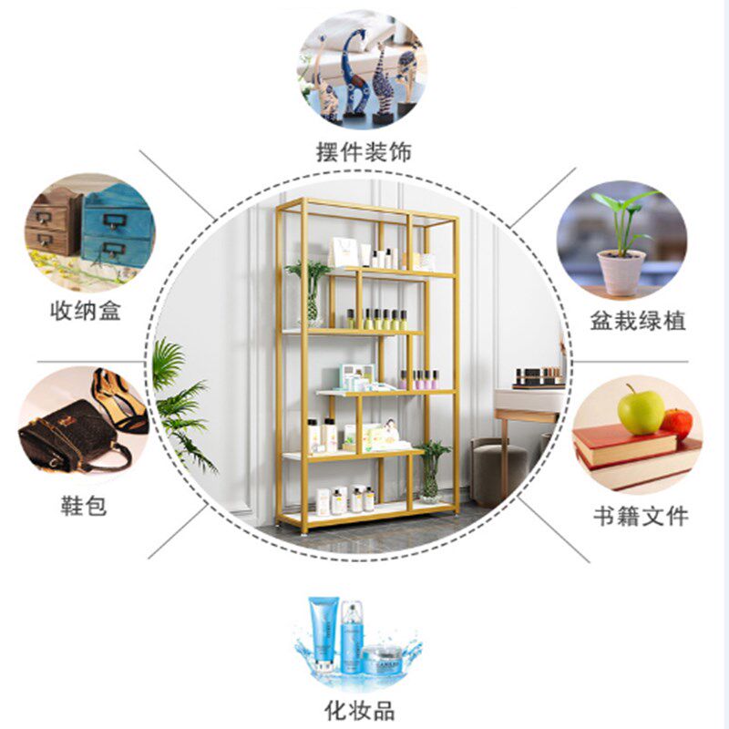 展示架置物落地隔板多层简易经济型客厅收纳新中式化妆品护肤产品