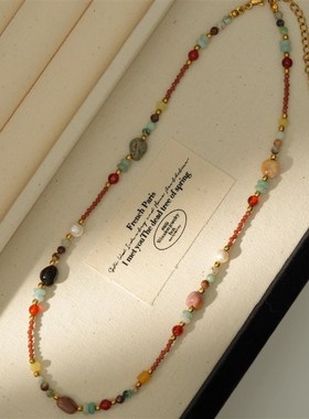 因缺斯汀【春色满园】森系多巴胺天然石串珠项链春夏女小众百搭