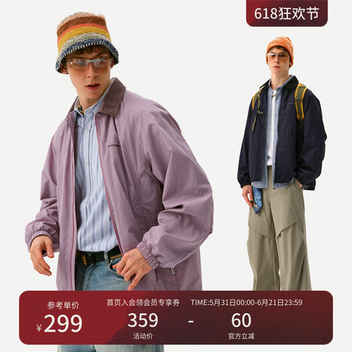 瞬时山野Monterest户外防泼水复古灯芯绒翻领宽松教练夹克外套男
