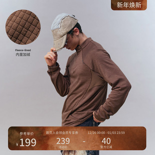 瞬时山野Monterest户外3A抗菌格子绒贴身中间层加绒打底长袖 T恤男