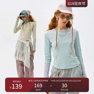 瞬时山野Monterest户外吸湿速干衣抗菌打底衫修身运动长袖T恤女