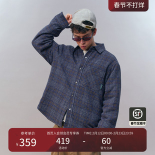 瞬时山野Monterest复古夹棉格子薄棉服保暖衬衫全棉衬衣夹克外套