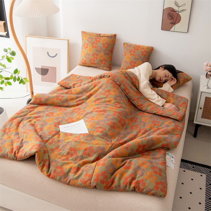 A类全棉 双层纱 抱枕被子两y用午睡毯子车用二合一汽车靠枕枕头被