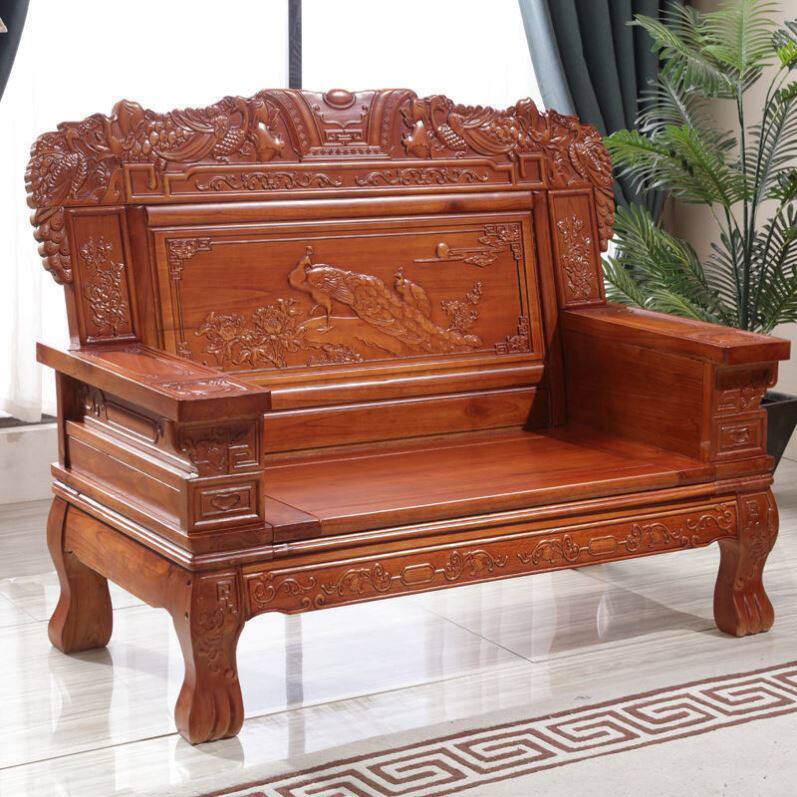 菠萝格实木沙发组合客厅大坪数红椿木H香樟木农村家用木仿古沙发