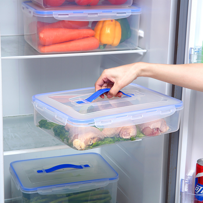 7升10升长方形大容量冰箱塑料保鲜盒储米箱手提密封Z箱防潮防虫