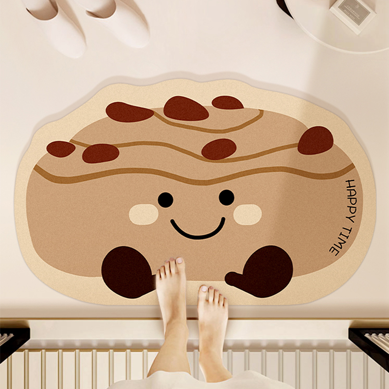 卡通浴室吸水地垫家用硅藻泥x防滑脚垫厨房卫生间厕所门口进门地