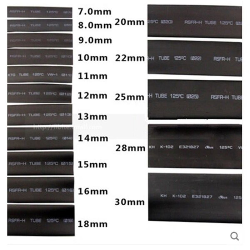 热缩管绝缘套管 黑色 直径0.6/1/2/3/4/5/6/7/8/10/15/20/X25-50M