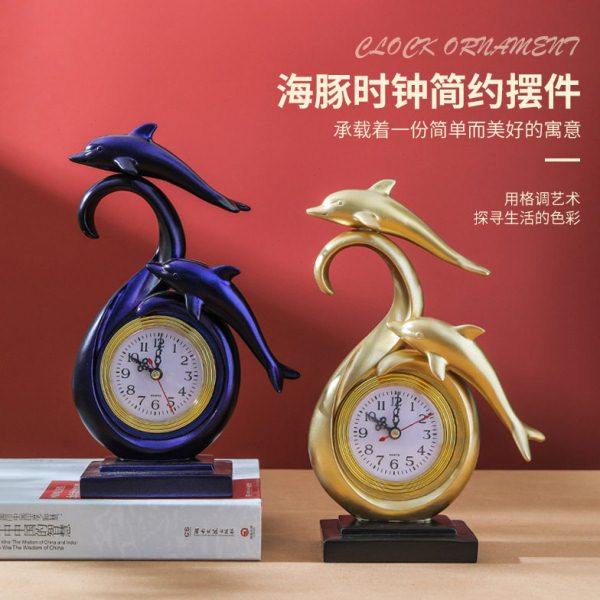 网红轻奢海豚工艺品时钟酒柜摆件客厅电视柜玄关现简约装饰座钟,家居饰品,立钟/落地钟,淘宝优惠券,粉丝福利购,淘宝优惠卷