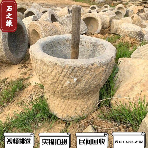 青米糕糍粑蒜捣家用石石石槽复古鱼缸打农村老石臼器打老石臼花盆