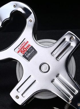 欧克50米不锈钢卷尺手提钢架尺100米工地测量钢尺插地尺尺子卷尺