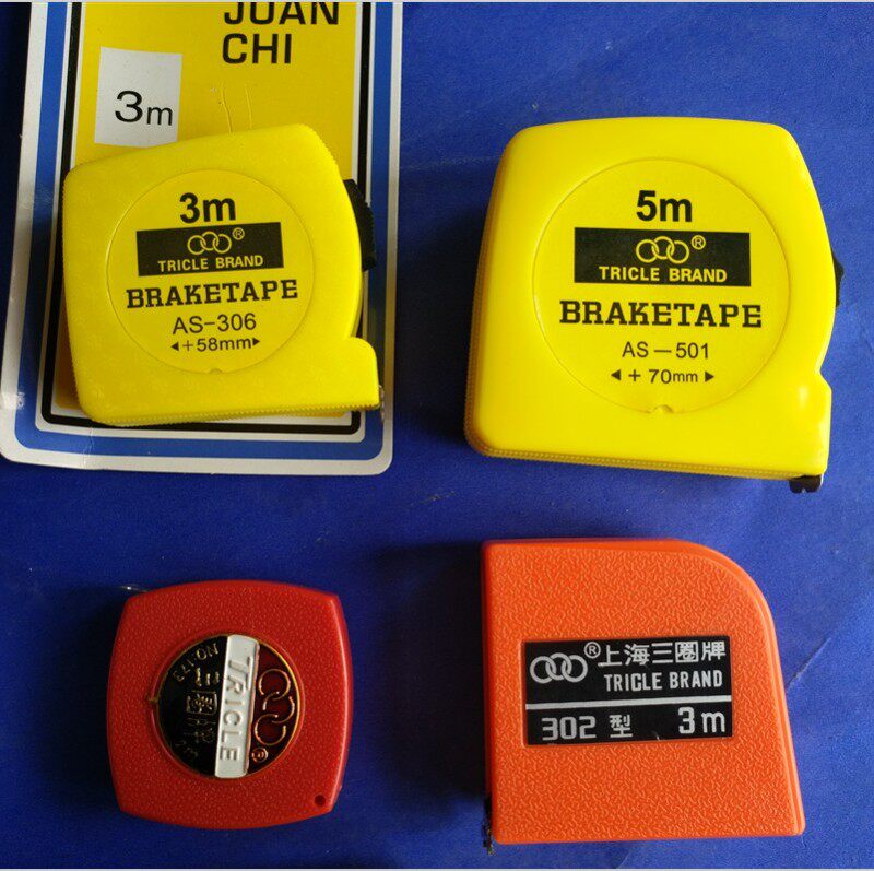 302上海三圈牌 钢m卷尺3米306石材三圈卷尺拉尺不锈钢尺带5米包邮