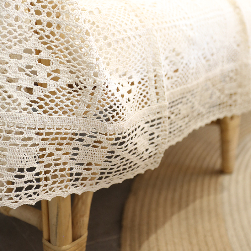 鸢尾美式钩针小沙发罩巾盖巾方巾椅子单人M沙发防尘巾茶几桌布电