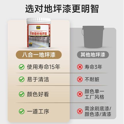 八合一地坪漆家用室内水泥t地面改造耐磨防水自流平水性环氧地坪