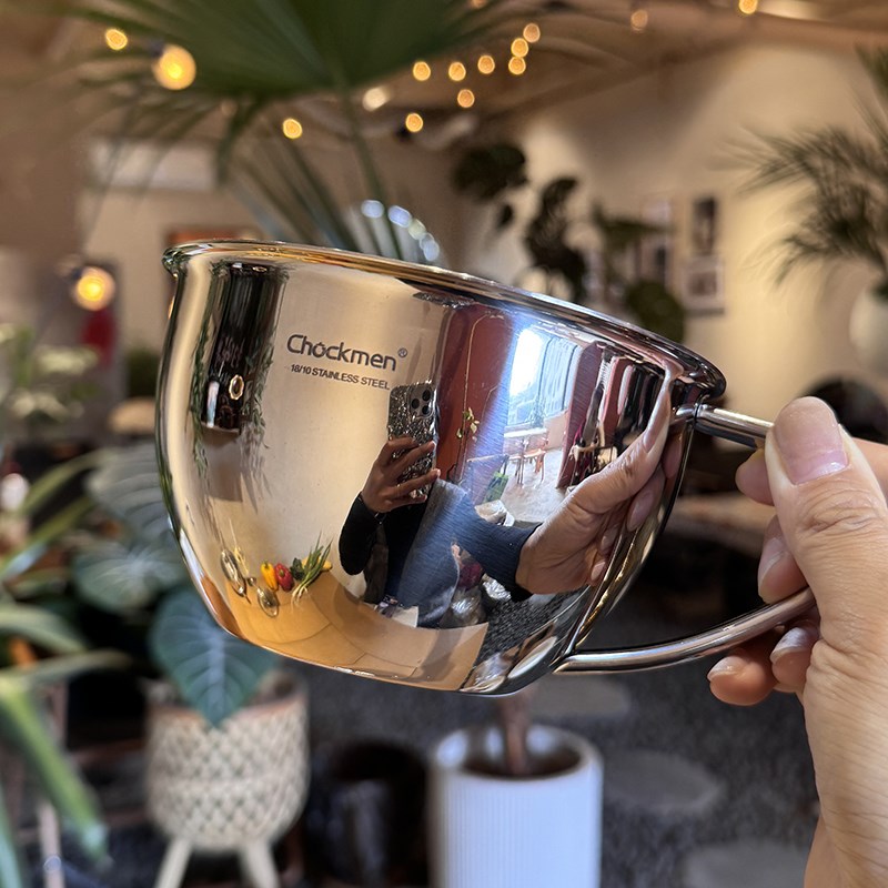 厚重控必入!德系316不锈钢大肚早餐杯牛奶打O蛋碗量杯带手柄多用