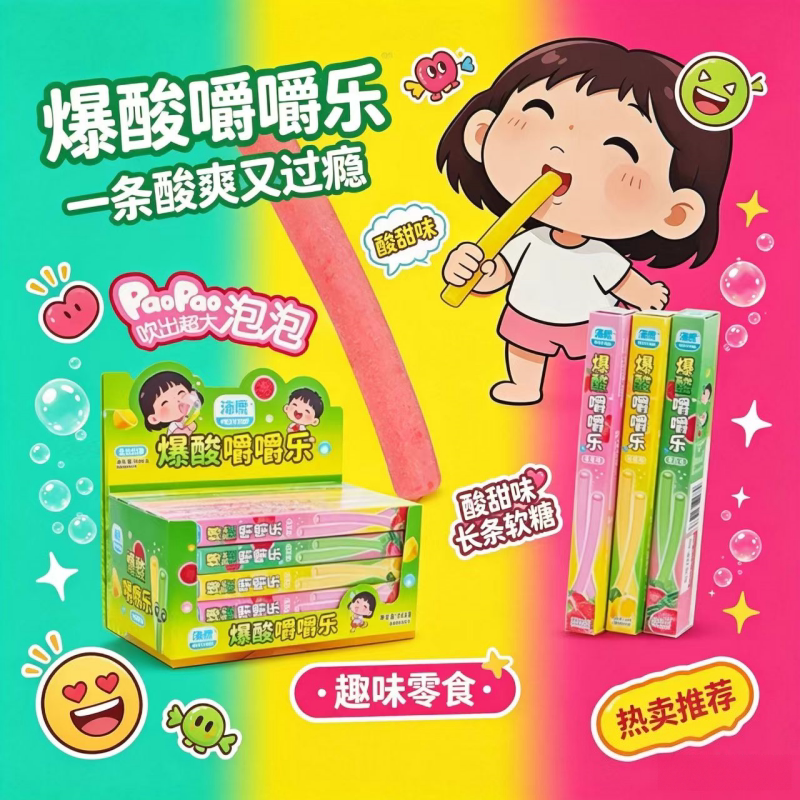 爆酸嚼嚼乐泡泡糖吹出大泡泡