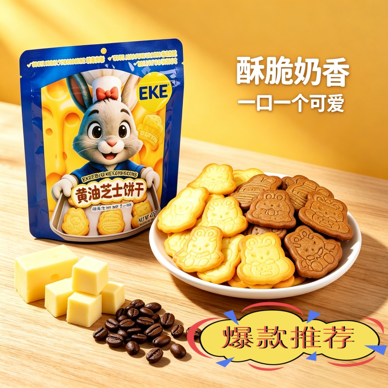 EKE黄油芝士饼干袋装开袋即食
