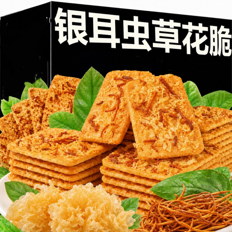 工厂直发高山银耳虫草花薄脆饼