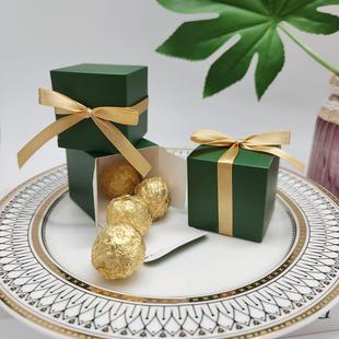 纯色绿色圣诞节正方形喜糖盒包装盒聚会派对婚庆喜蛋用品婚庆专用