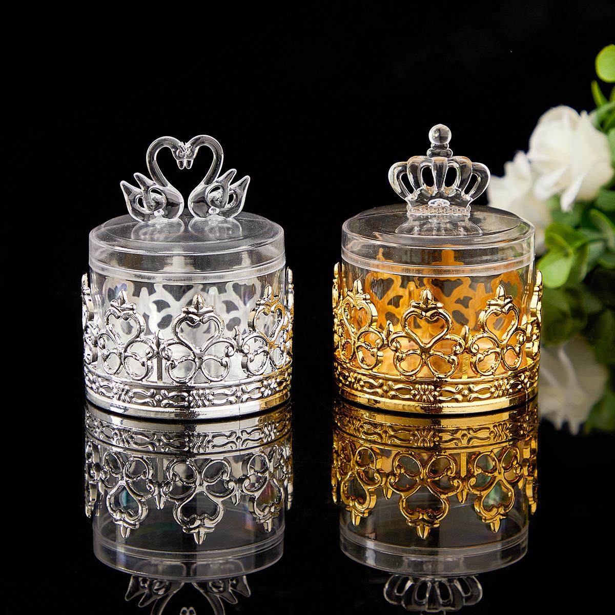 电镀塑料透明糖果盒结婚专用伴手礼结婚糖果包装盒礼盒喜糖盒