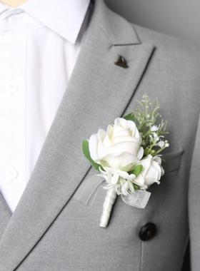 欧式白色玫瑰结婚新娘新郎伴娘伴郎父母亲胸花婚礼姐妹手腕花