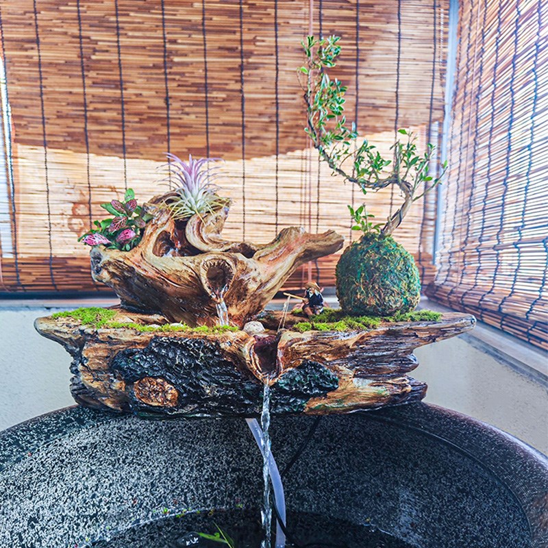 生态缸摆件古法鱼缸流水摆件仿枯木造景过滤器循环流水增氧净水