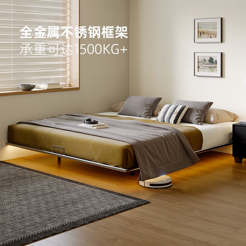 北栖不锈钢床铁艺现代简约主卧双人环保奶油风0甲醛次卧无床头床