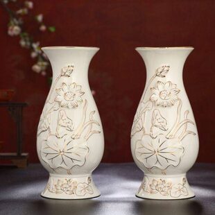 长供佛家用净水插花瓶禅意颈观音小号佛陶瓷摆件净花瓶瓶玉前白瓷