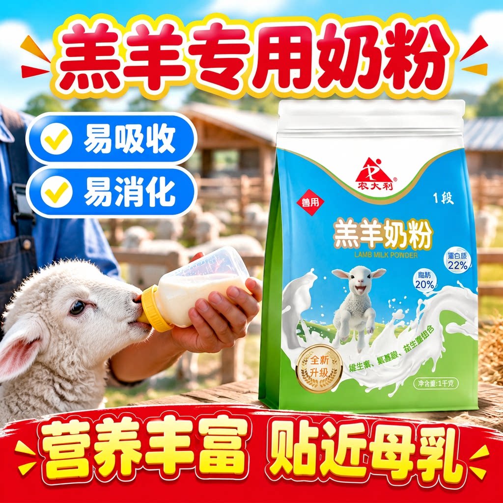 【农大利】羔羊奶粉兽用羊羔专用奶粉全脂代乳粉0-3个月小羊喝的