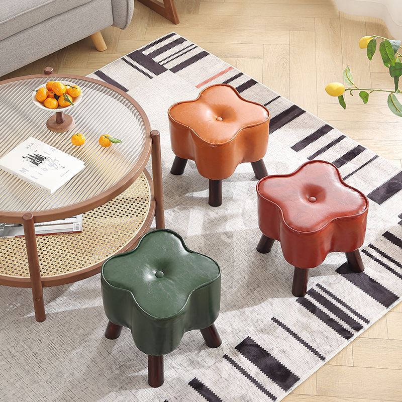 小家用矮凳换鞋凳墩子板凳客厅茶几沙发实木创意皮凳