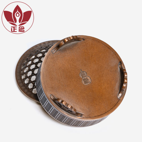庆松堂苏工铜炉名家胡庆松制紫铜编织圆炉复古手工炉文房薰香