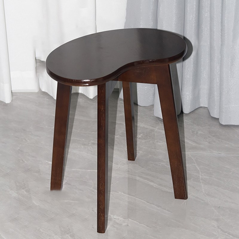 全橡胶木实木椅子色凳胡桃色豌豆弧形木凳吃饭凳梳妆台凳