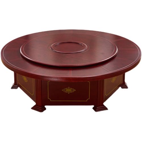 酒店电动大圆桌饭店包厢人2人大餐桌自动旋转转盘带火锅电磁炉