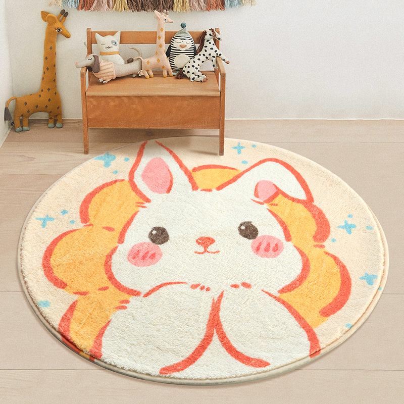 卡通儿童房圆形地毯客厅地毯卧室床边可爱加厚地垫吊篮电脑椅地垫