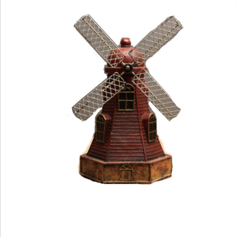 复古荷兰风车树脂工艺摆件创意存钱罐礼品摆件书房车复古摆件做旧
