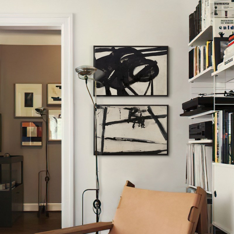 上品印画 克兰抽象幅 黑白工业风工业风客厅沙发背景墙装饰画