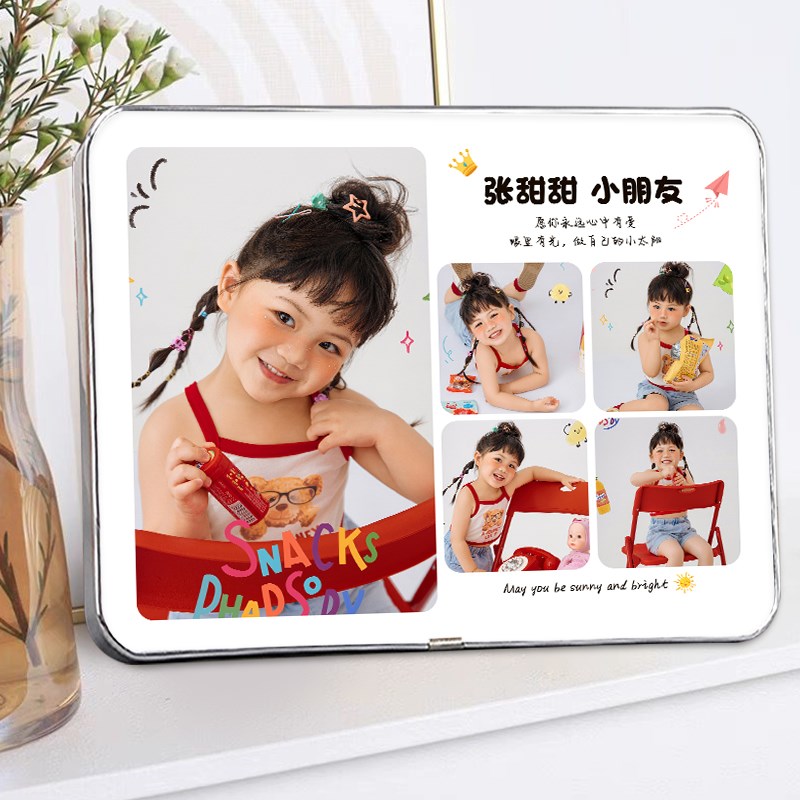 洗照片做成相框定制打印宝宝相片水晶摆台加制作成长记录相册摆件